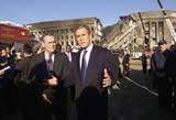 Bush inspects the damage at the Pentagon