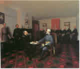 Painting of the 1865 surrender of General Lee's army to General Grant, Appomattox Courthouse, painted in 1867