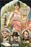 c.1872 Pan-Handle Coffee Standup Advertisement comparing Grant to Washington & Lincoln