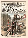 "The Knight of the Wind-Bag Enters The Senatorial Field," Puck, December 31, 1884