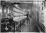 Mule-spinning room in cotton mill, Burlington, VT, 5/7/1909