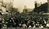 Real Photo Postcard: Crowd awaiting Suffrage parade, Washington D.C., March 3, 1913