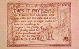 Postcard: "Does It Pay?"