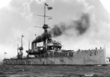 The HMS Dreadnought, a British battleship launched in 1906
