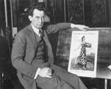 James Montgomery Flagg with one of his patriotic paintings
