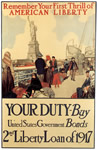 Poster targeting immigrants: "Remember Your First Thrill of American Liberty