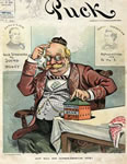 Puck magazine cover from the 1900 election asking, "How Will Our German-American Vote?"