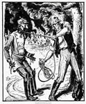 Cartoon of Uncle Sam lynching the Kaiser, 1918