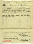 Document Charging Clarence Engle, Lycoming Co. PA, 1928