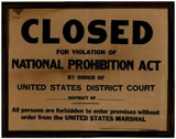Sign: Closed for Violation of the National Prohibition Act