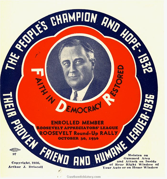 1936 Roosevelt Appreciators' League Round-up Rally Brochure for Boston 10/30/36 