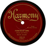 "Farm Relief Song" by Mack Allen (1929)