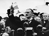 British Prime Minister Neville Chamberlin returning from his meeting with Adolf Hitler