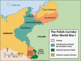 Map of border changes made to German and Poland after WWI
