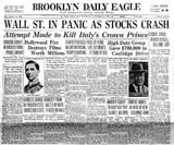 Newspaper on the crash of the U.S. stock market, October 1929