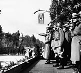 Hitler watches a victory parade in Warsaw, October 1939