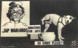 Postcard: "Donations For Japs; So Sorry Please!!"