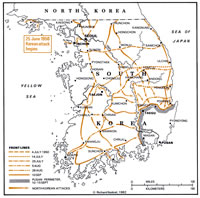Map of Phase 1: June 25-September 15, 1950
