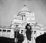 Segregationists protest outside AK state capitol, 9/12/59