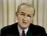 President Johnson announces he will not run for re-election, and orders a halt to the bombing of North Vietnam, 3/31/68