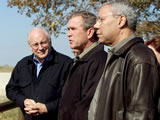 Bush, Cheney, Powell at Crawford ranch