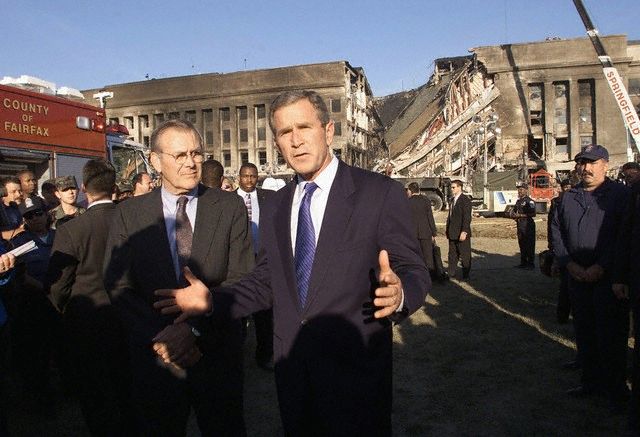 President Bush Inspects Pentagon Damage view 1