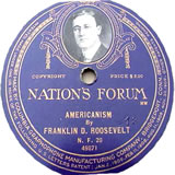 "Americanism" by Franklin D. Roosevelt, former Assistant Secretary of the Navy (D) (N.F. 20)