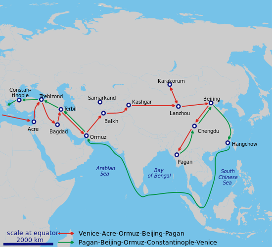 Marco Polo’s Travels along the Silk Road in 1274