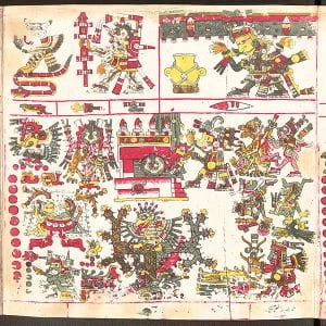 Huitzilopochtli, the god of war, is raising up the skies of the South, page 50, Borgia Codex